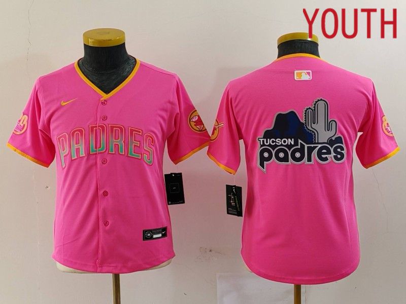 Youth San Diego Padres Blank Pink Joint Name 2024 Nike MLB Jersey style 2